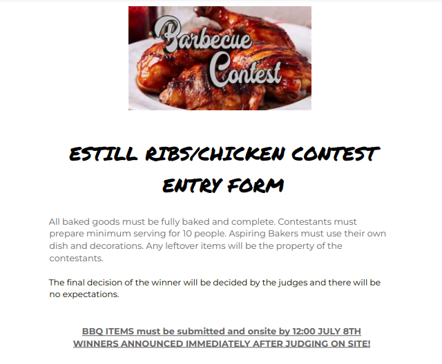 Estill Ribs/Chicken Contest Form